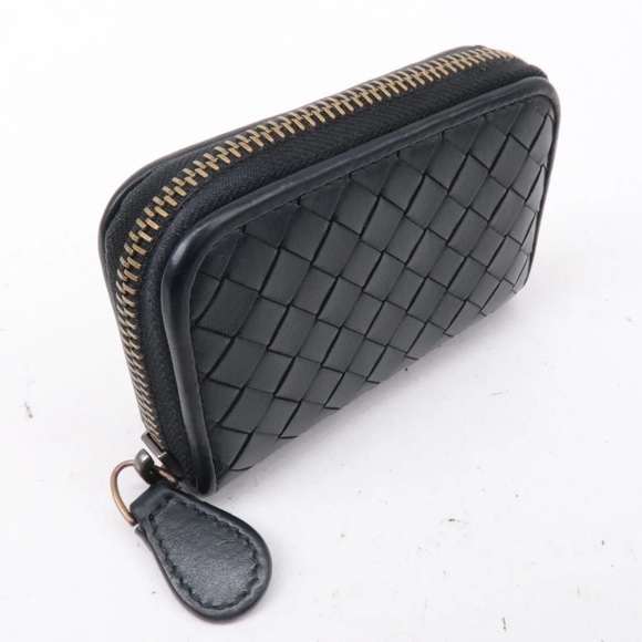 Bottega Veneta Intrecciato Zip Around Coin Purse Card Holder Black - Picture 4 of 8